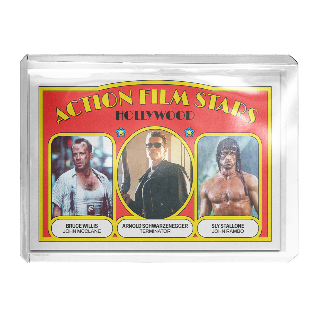 Action Film Stars - Willis, Schwarzenegger, Stallone Card